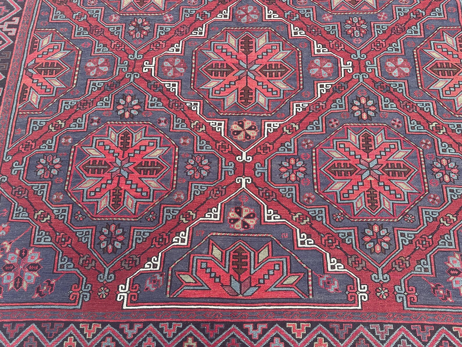 XL Vintage Soumak Accent Area rug 7.6 x 12.8 ft
