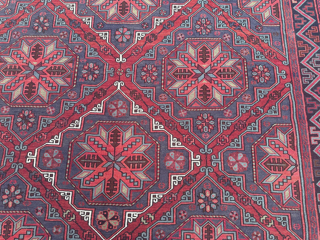XL Vintage Soumak Accent Area rug 7.6 x 12.8 ft