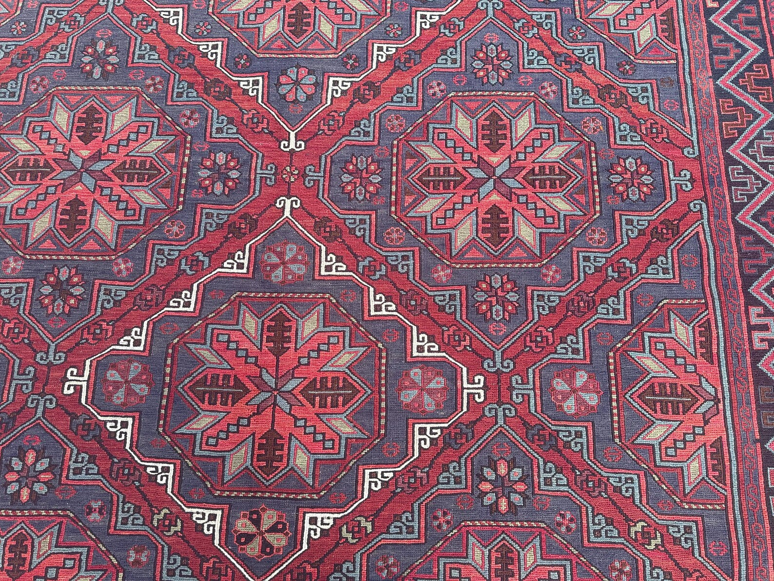 XL Vintage Soumak Accent Area rug 7.6 x 12.8 ft