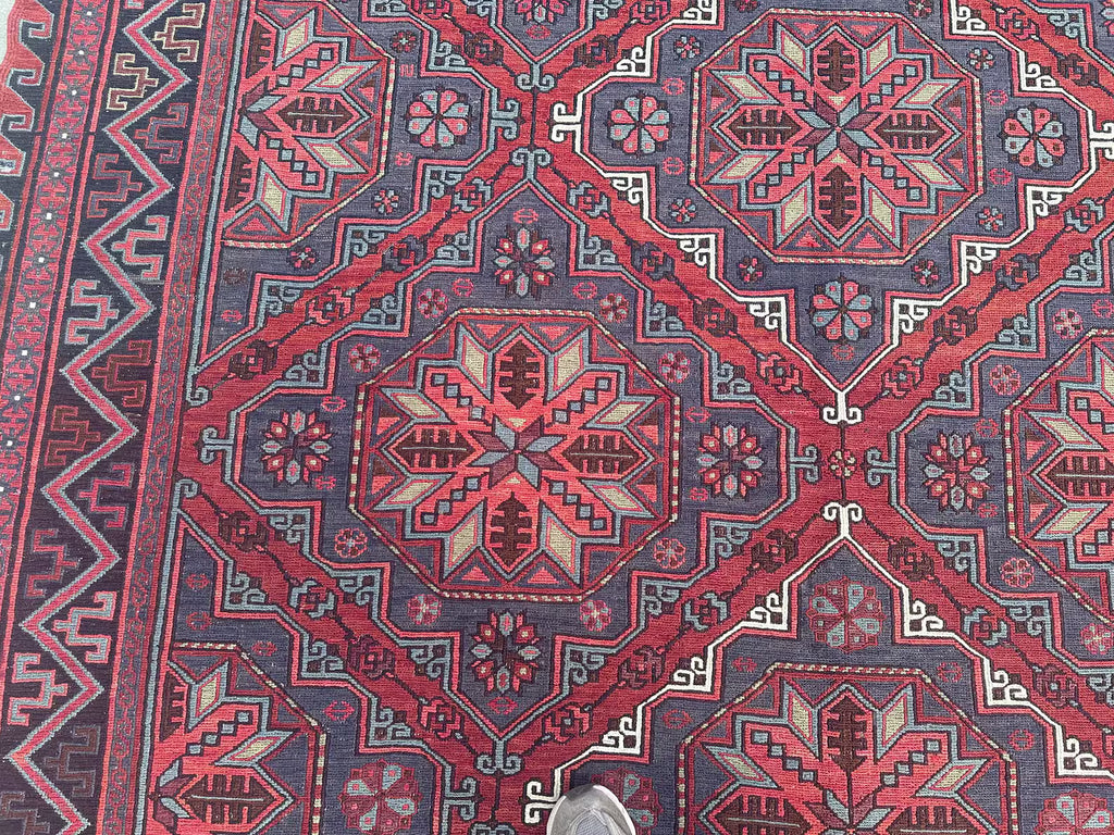 XL Vintage Soumak Accent Area rug 7.6 x 12.8 ft