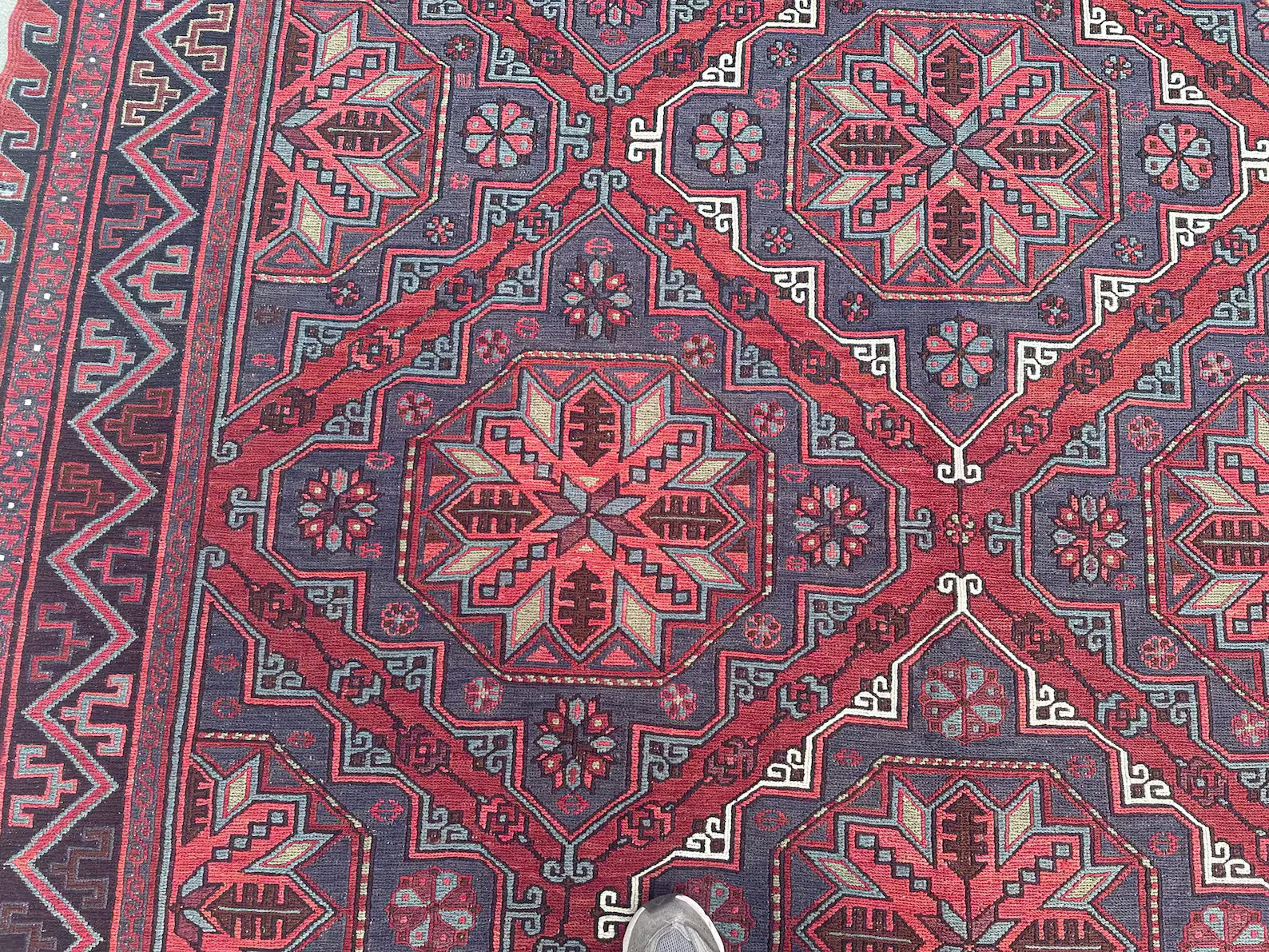 XL Vintage Soumak Accent Area rug 7.6 x 12.8 ft
