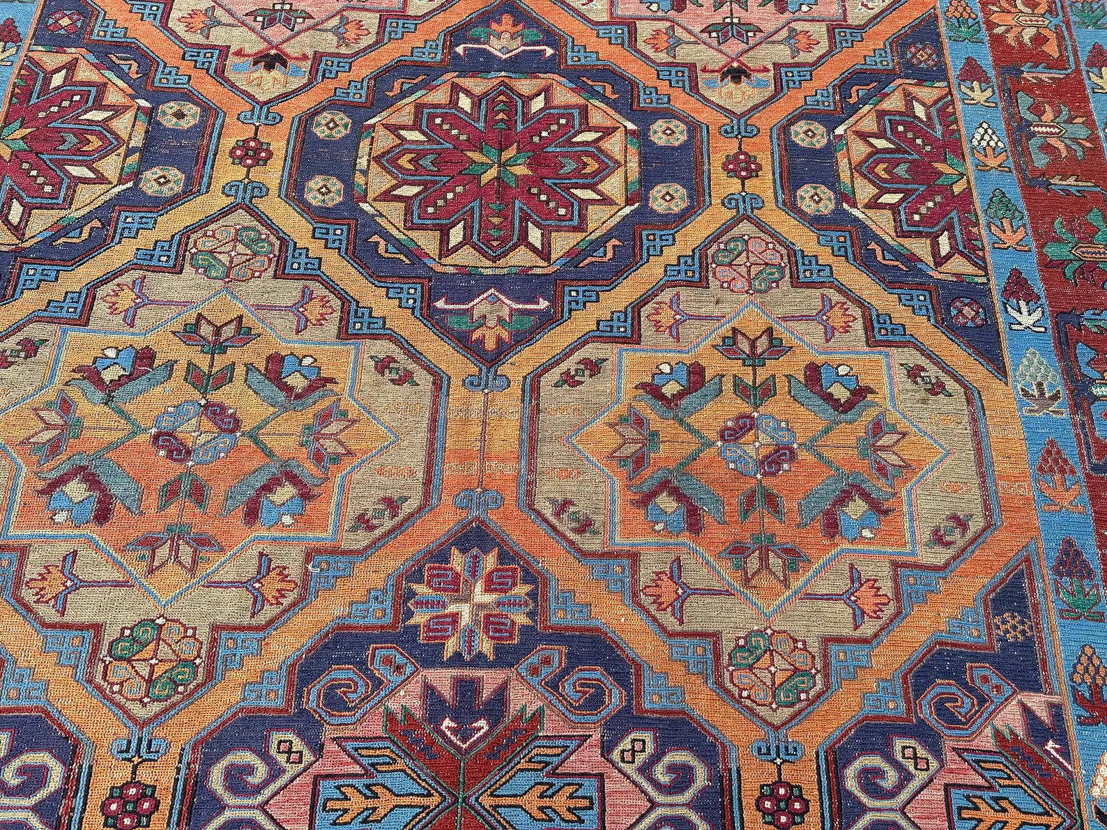 XL Vintage Soumak Accent Area Rug 7.3 x 13.1 ft