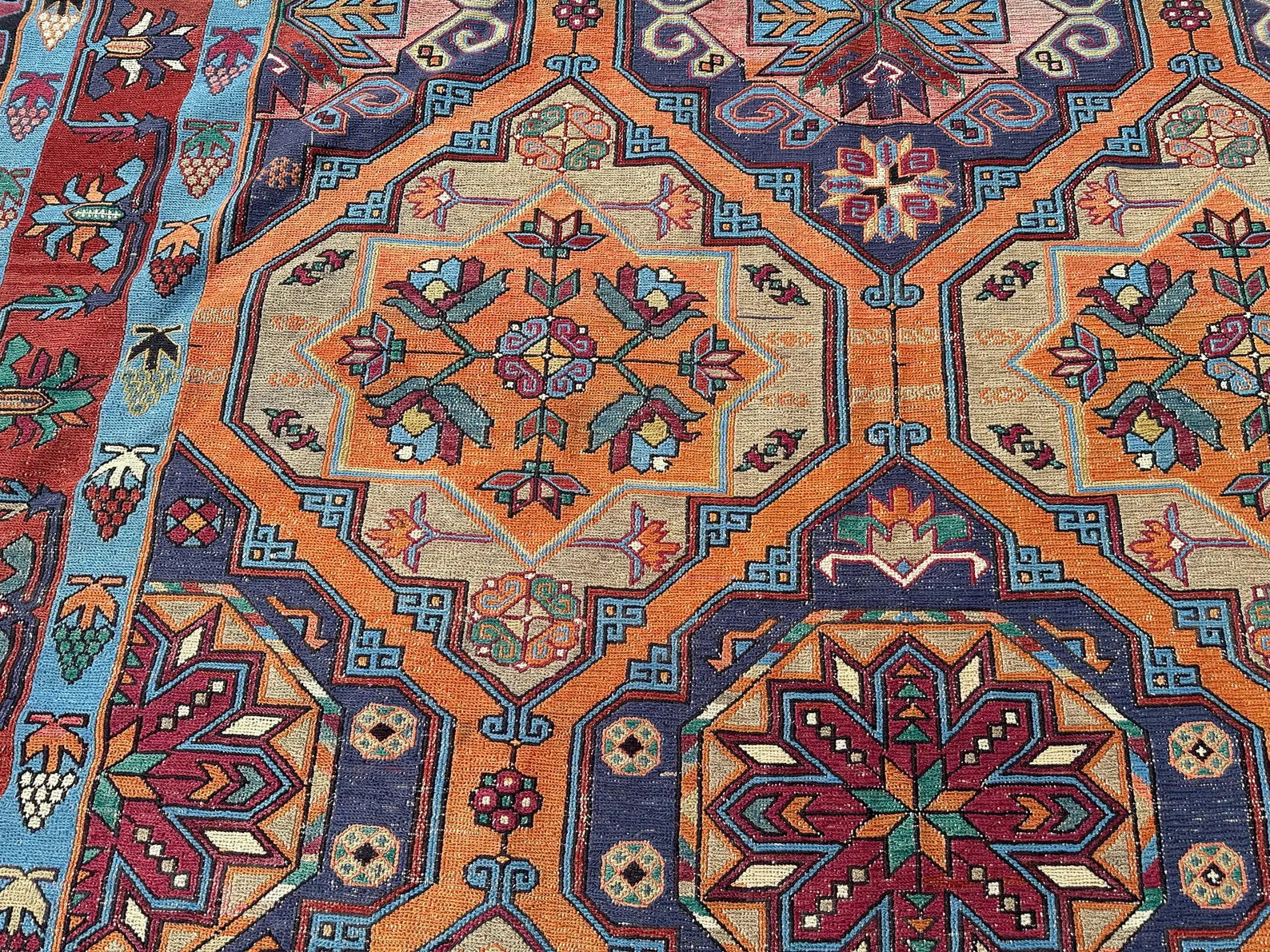 XL Vintage Soumak Accent Area Rug 7.3 x 13.1 ft
