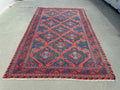 XL Vintage Soumak Accent Area Rug 7 x 10.6 ft