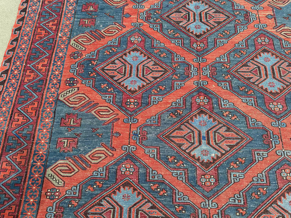 XL Vintage Soumak Accent Area Rug 7 x 10.6 ft