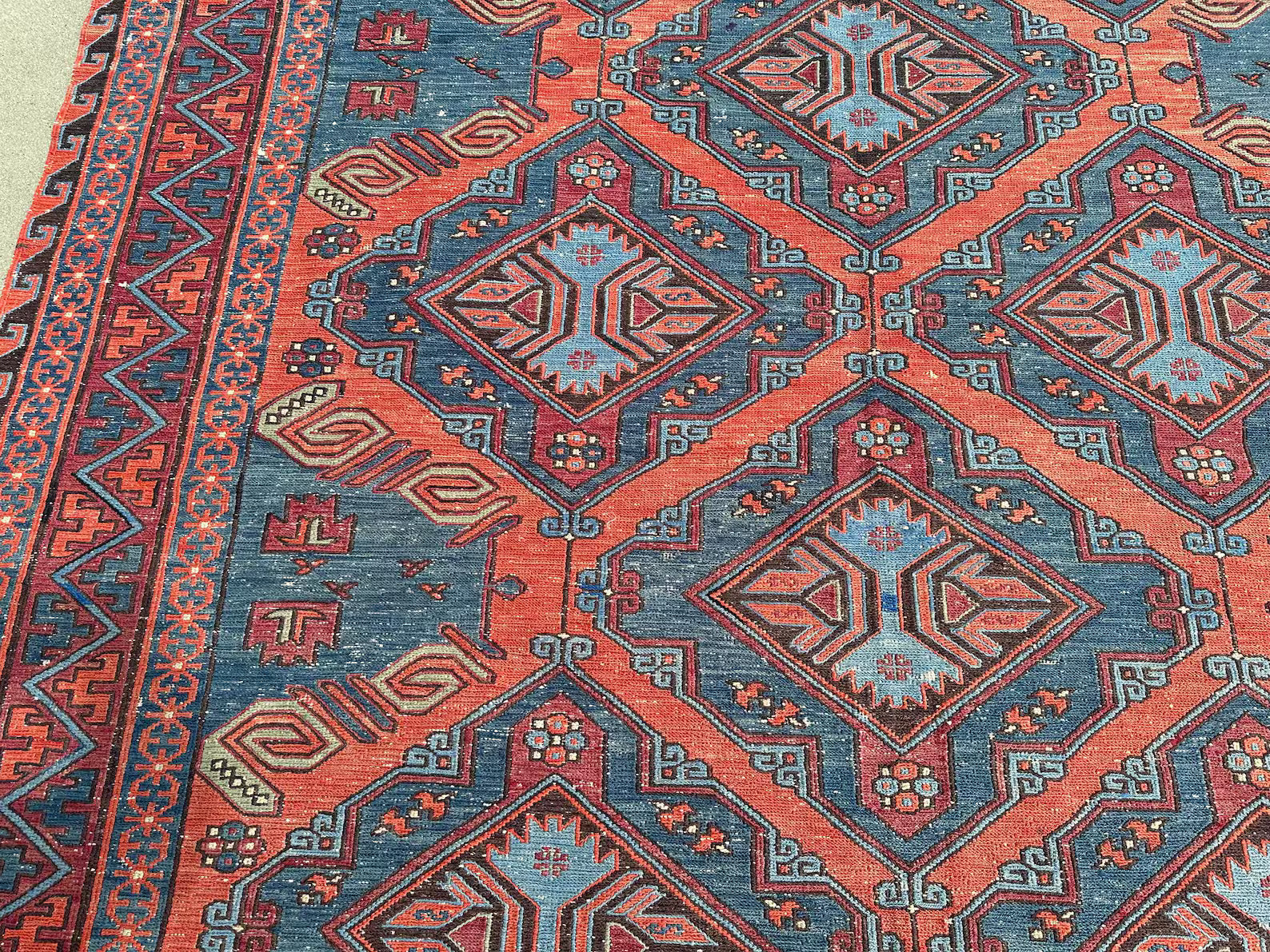XL Vintage Soumak Accent Area Rug 7 x 10.6 ft