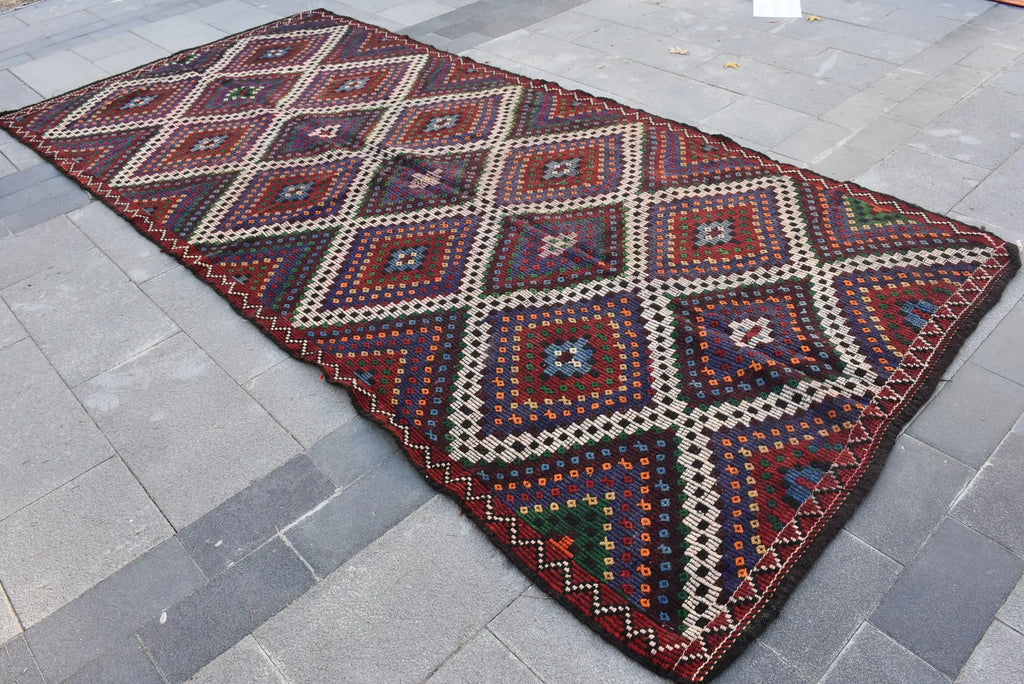 XL Vintage Turkish Accent Area Rug 5.3 x 11.4 ft