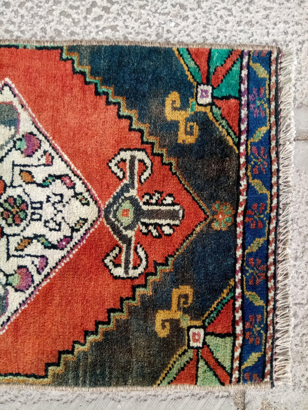 Vintage Turkish Mini Rug 1.2 x 2.7 ft