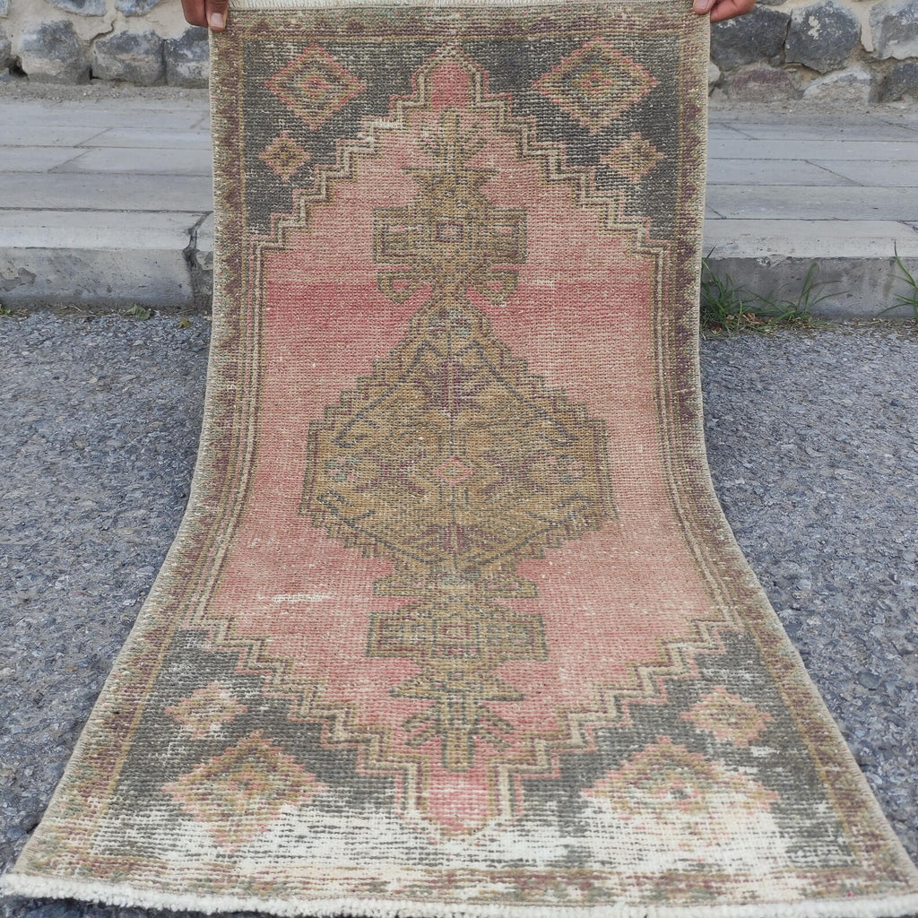 Vintage Turkish Mini Rug 1.7 x 3.2 ft