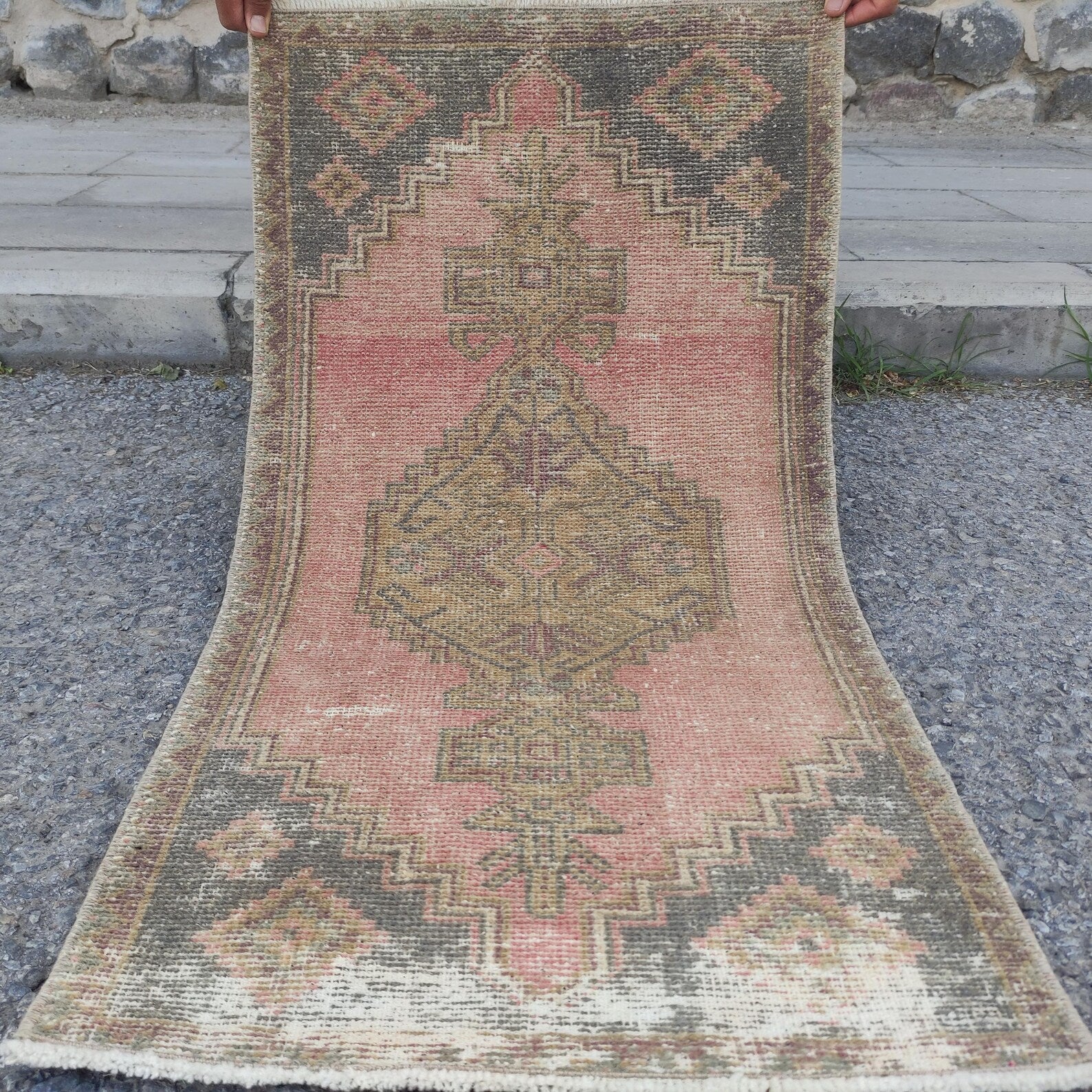 Vintage Turkish Mini Rug 1.7 x 3.2 ft