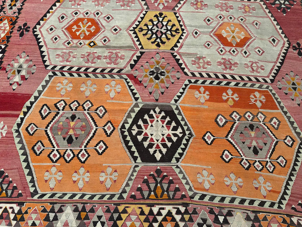 XL Vintage Turkish Accent Area Rug 7 x 13.7 ft