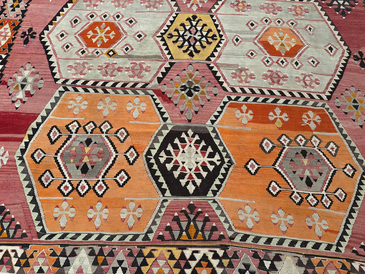 XL Vintage Turkish Accent Area Rug 7 x 13.7 ft
