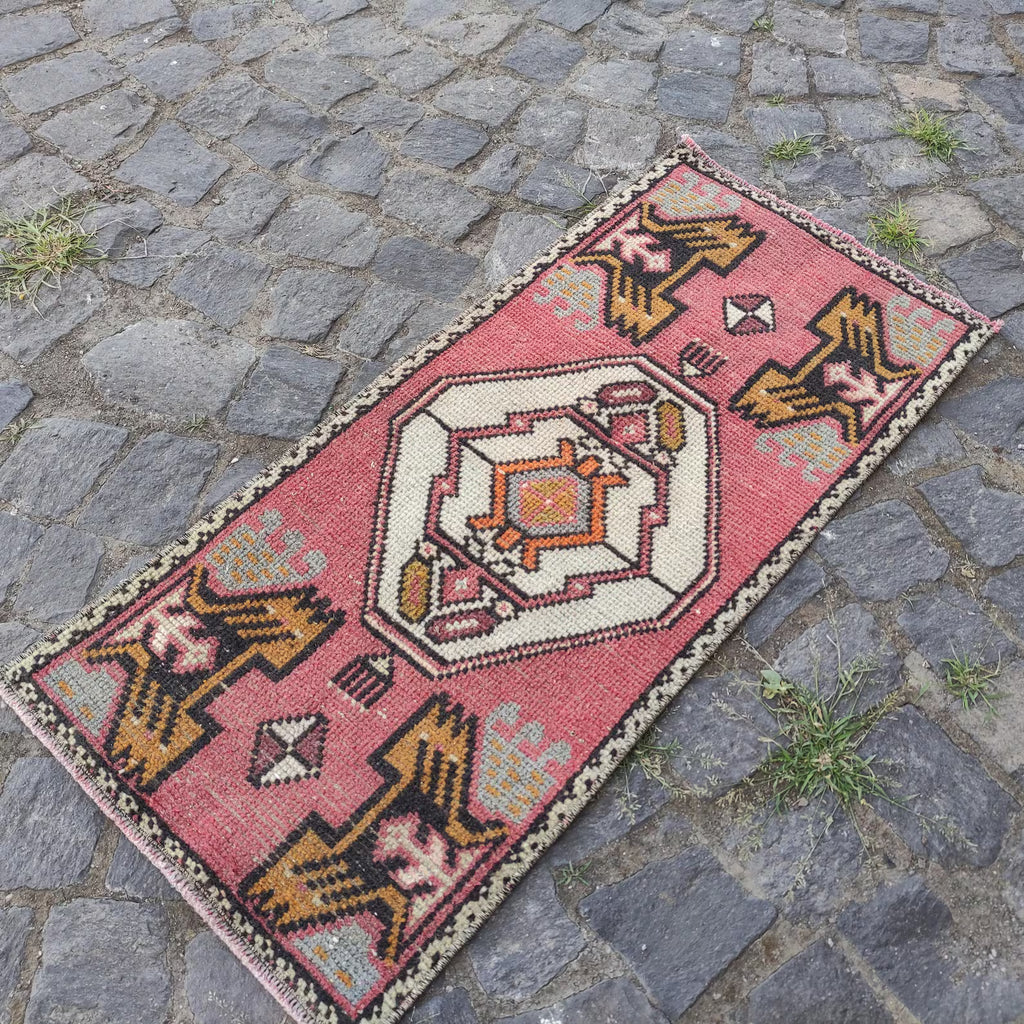 Vintage Turkish Mini Rug 1.5 x 3.2 ft