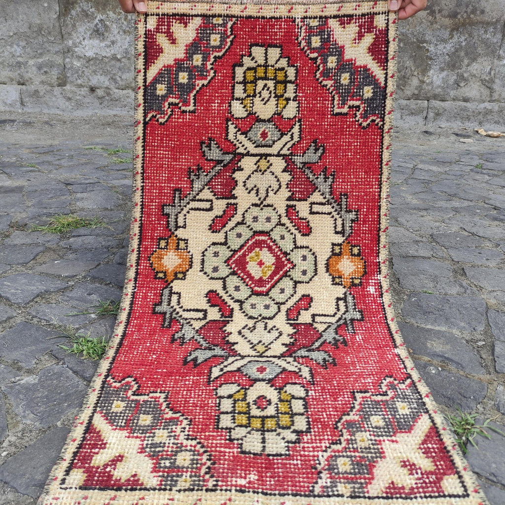 Vintage Turkish Mini Rug 1.4 x 3 ft