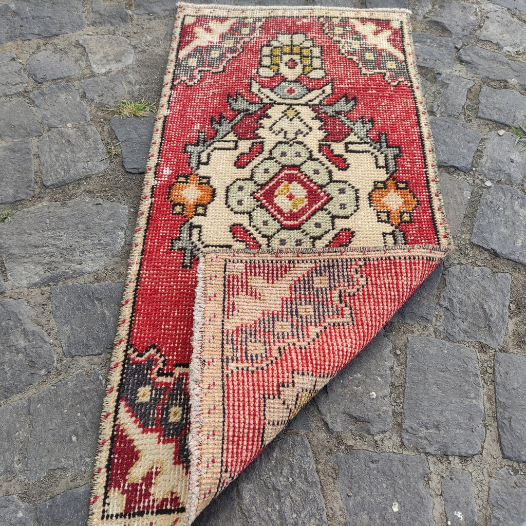 Vintage Turkish Mini Rug 1.4 x 3 ft