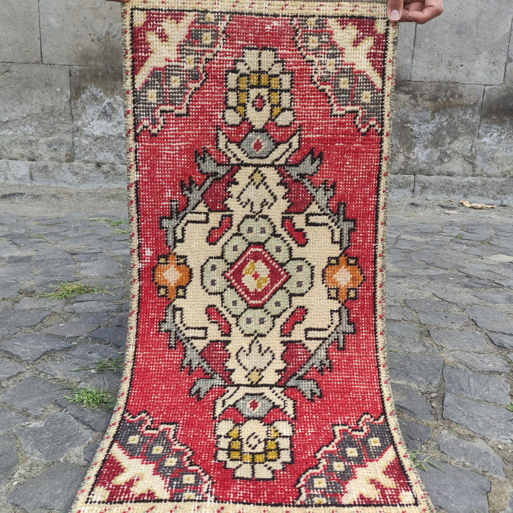 Vintage Turkish Mini Rug 1.4 x 3 ft