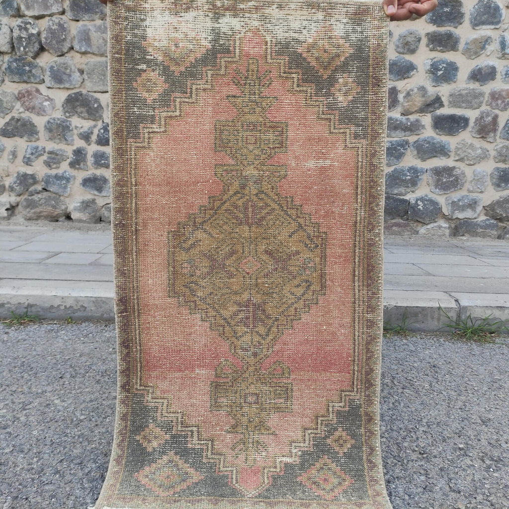 Vintage Turkish Mini Rug 1.7 x 3.2 ft