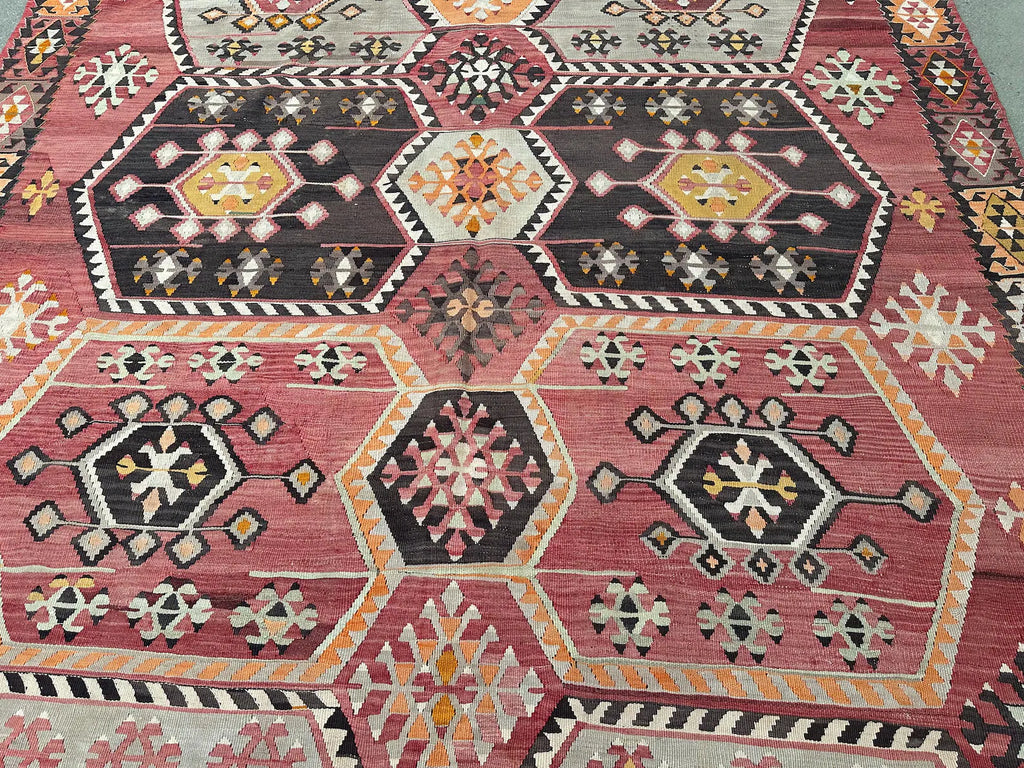 XL Vintage Turkish Accent Area Rug 7 x 13.7 ft