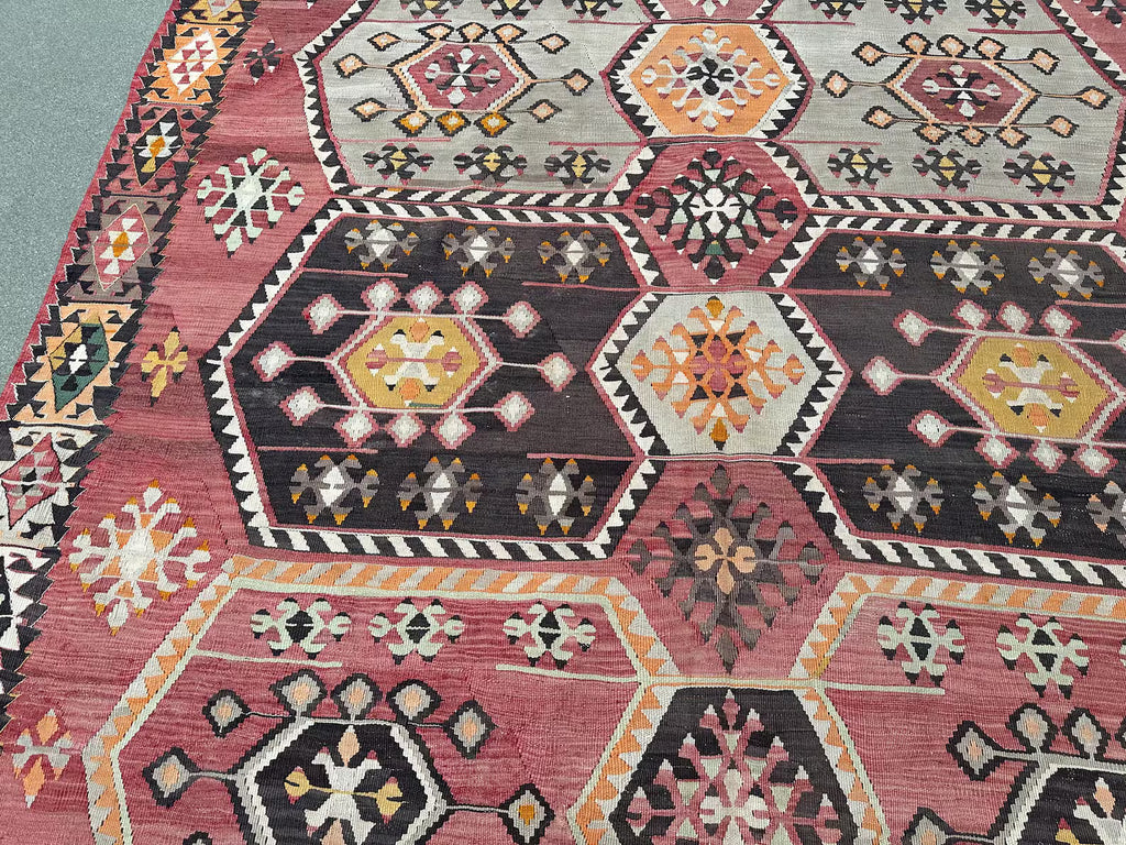 XL Vintage Turkish Accent Area Rug 7 x 13.7 ft