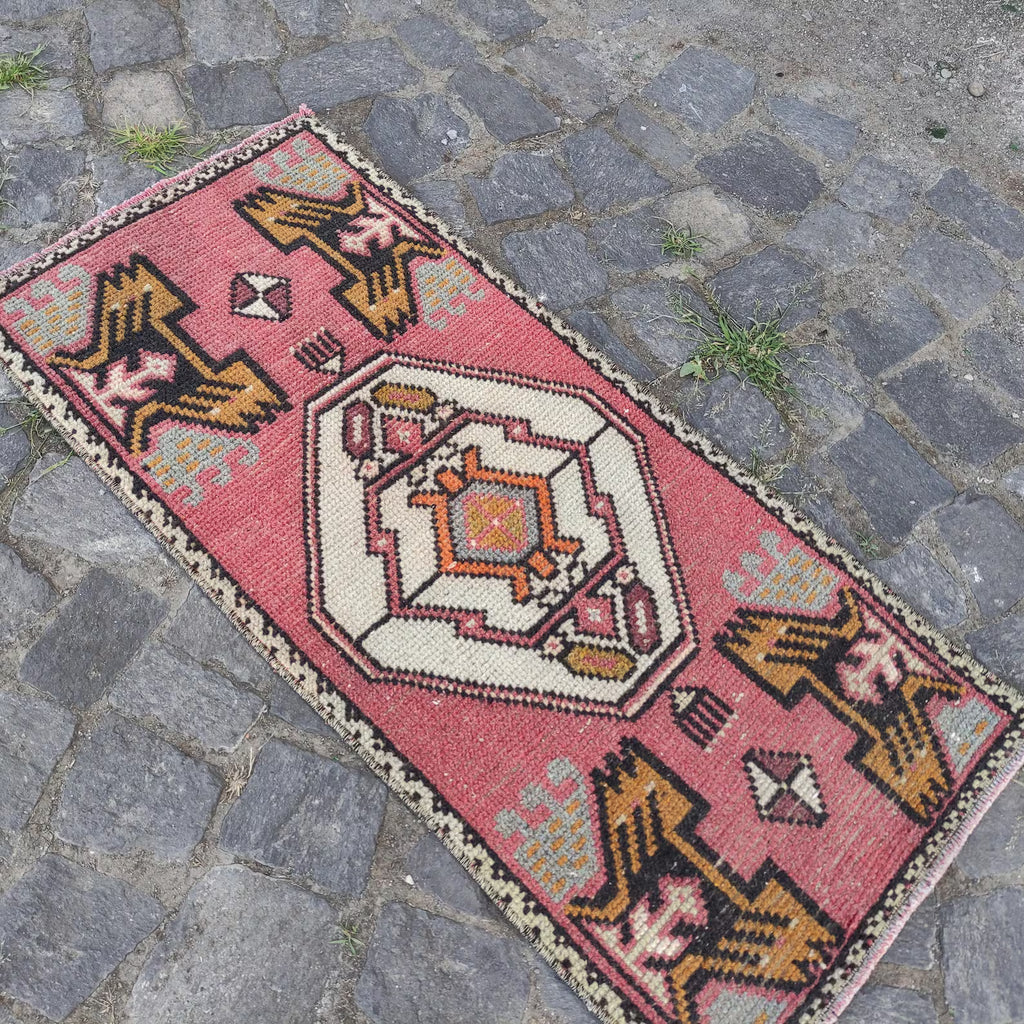 Vintage Turkish Mini Rug 1.5 x 3.2 ft