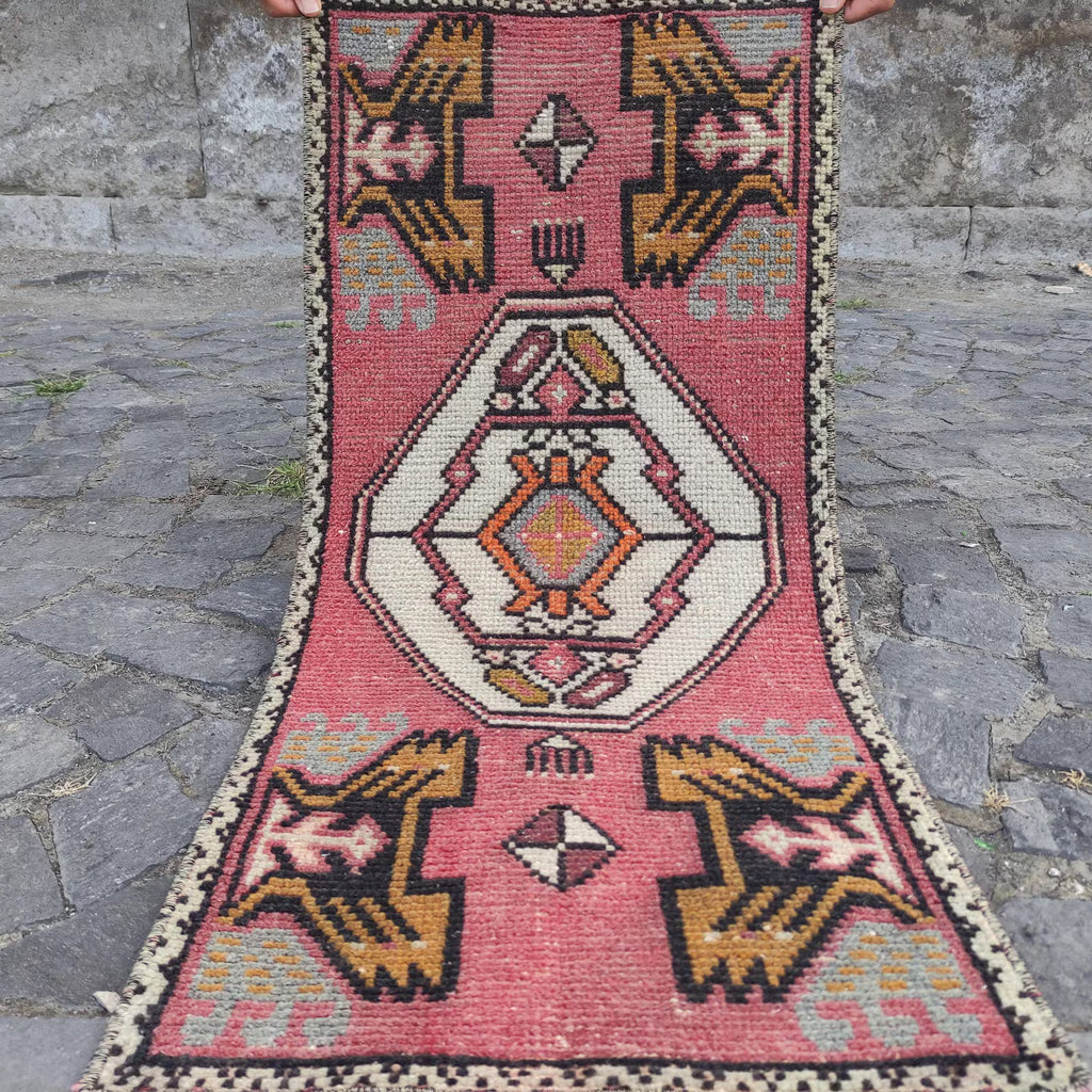 Vintage Turkish Mini Rug 1.5 x 3.2 ft