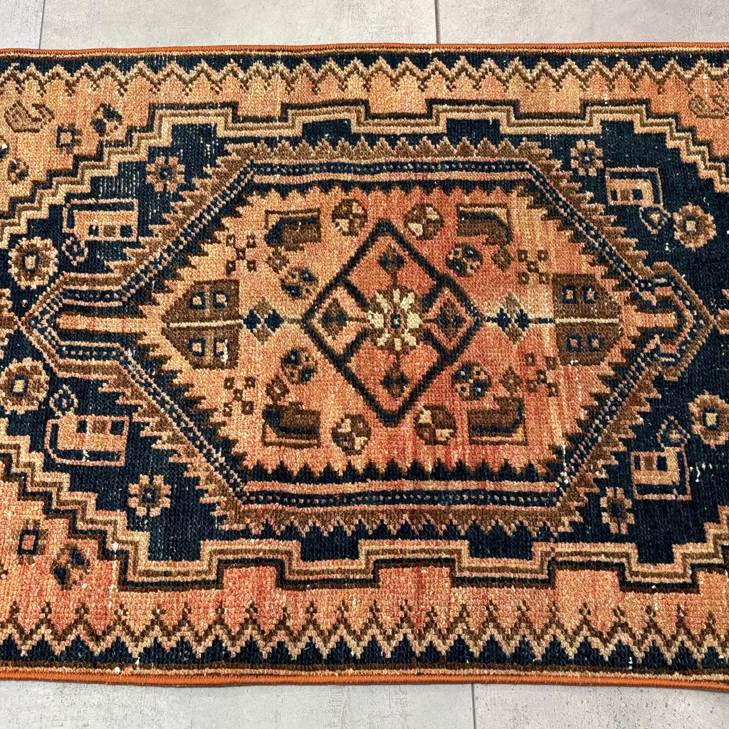 Vintage Turkish Runner Rug 2.1 x 6.3 ft