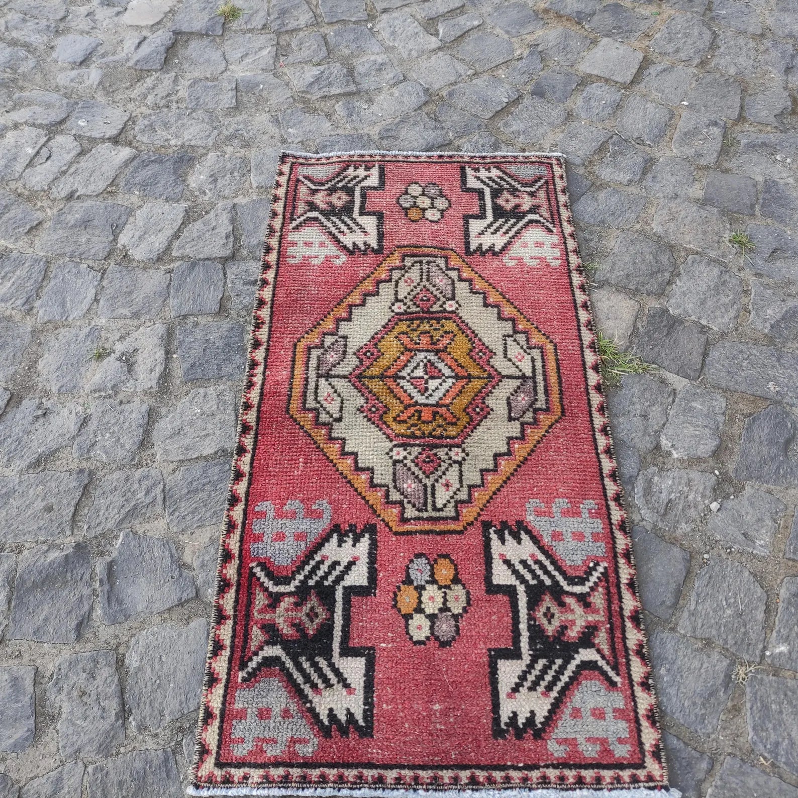 Vintage Turkish Mini Rug 1.6 x 3.3 ft