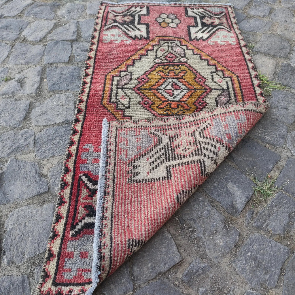 Vintage Turkish Mini Rug 1.6 x 3.3 ft