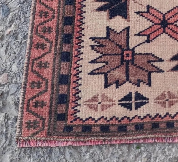Vintage Turkish Mini Rug 1.4 x 1.2 ft