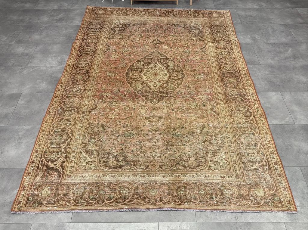 XL Vintage Persian Accent Area Rug 6.2 x 9 ft