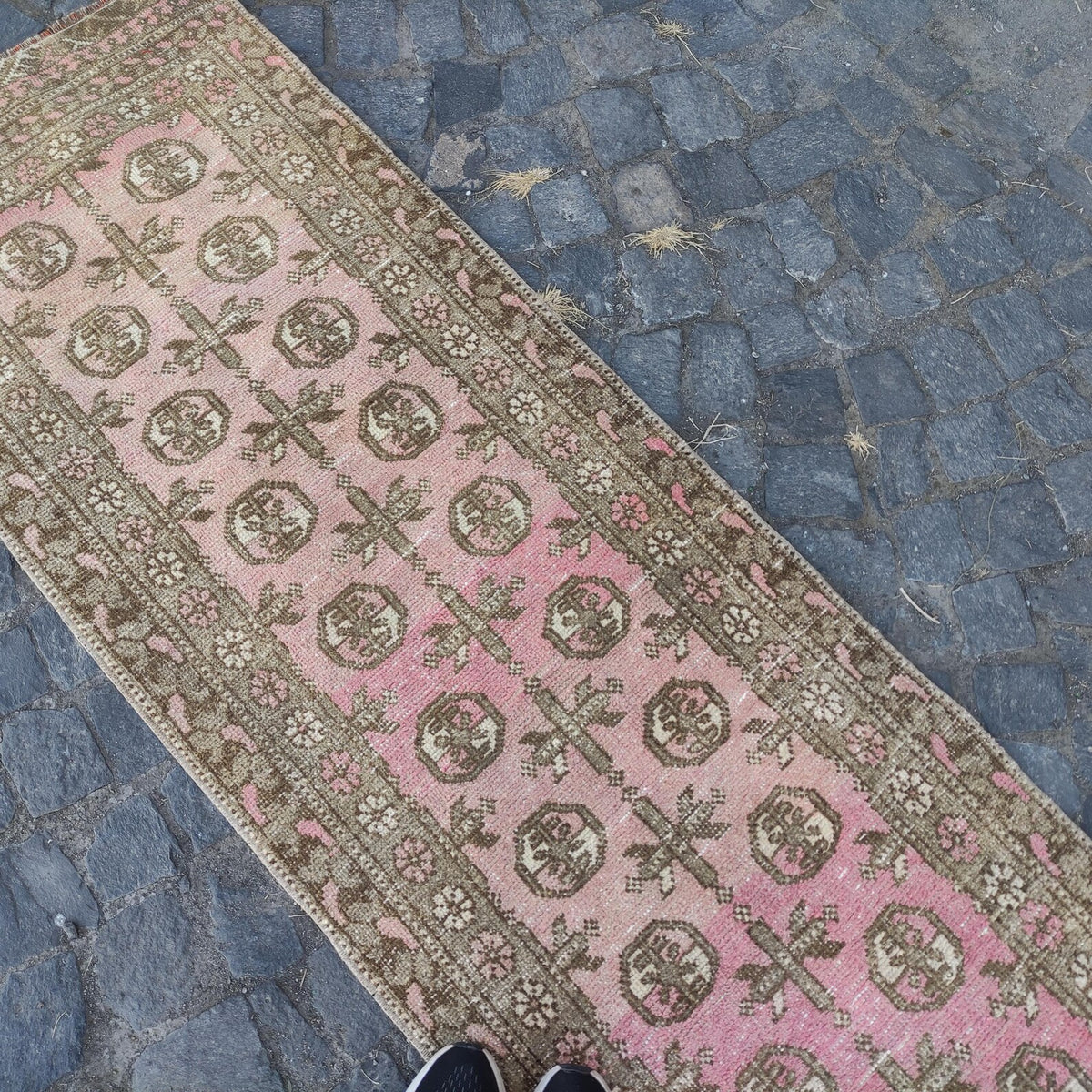 Vintage Afghan Runner Rug 2.2 x 8 ft