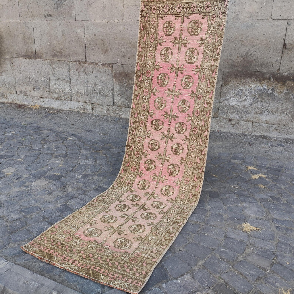 Vintage Afghan Runner Rug 2.2 x 8 ft