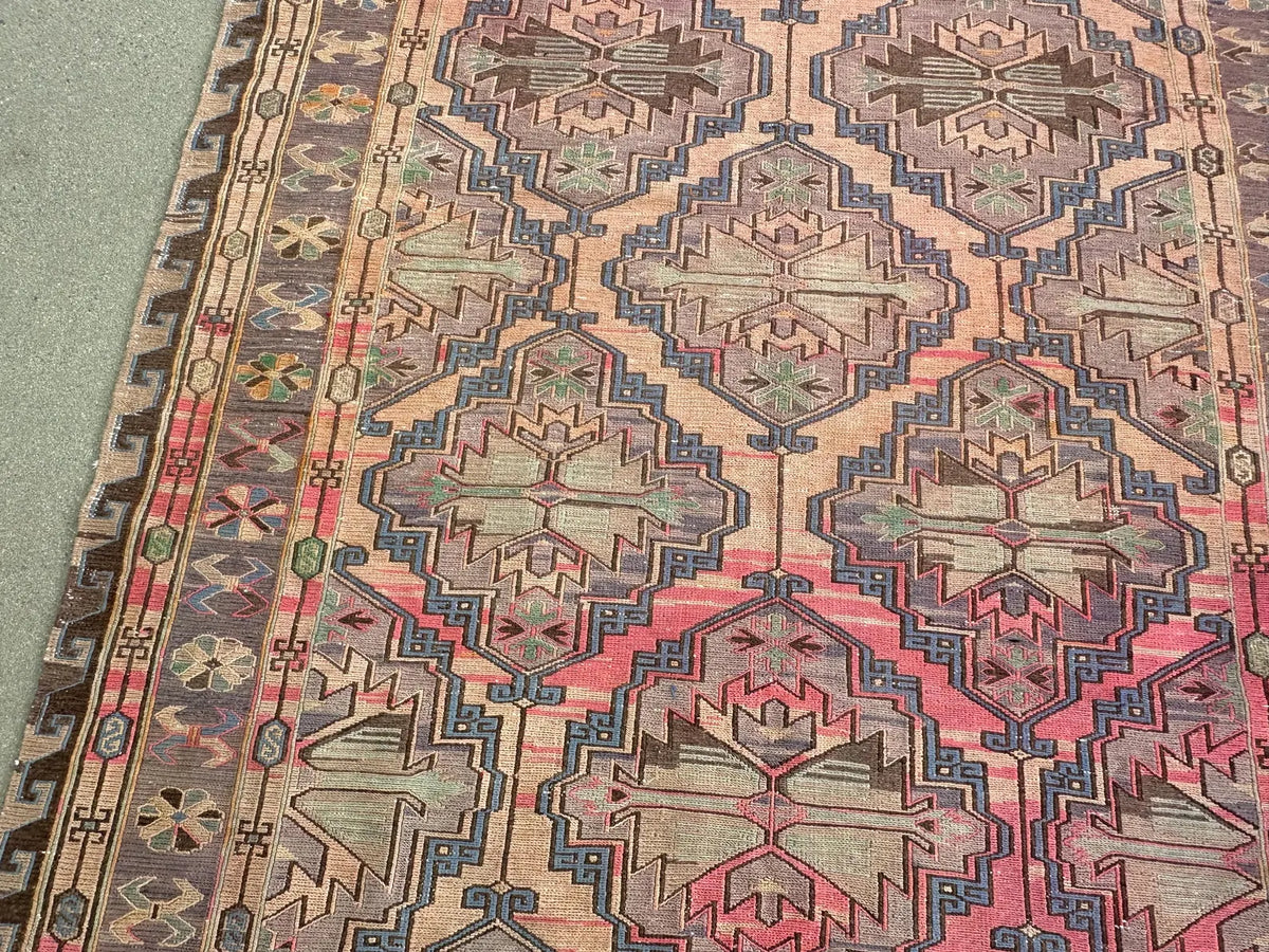 Vintage Soumak Accent Area rug 5.6 x 10.7 ft