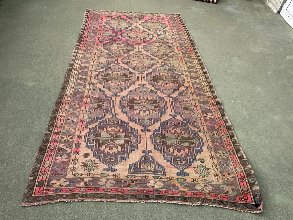 Vintage Soumak Accent Area rug 5.6 x 10.7 ft