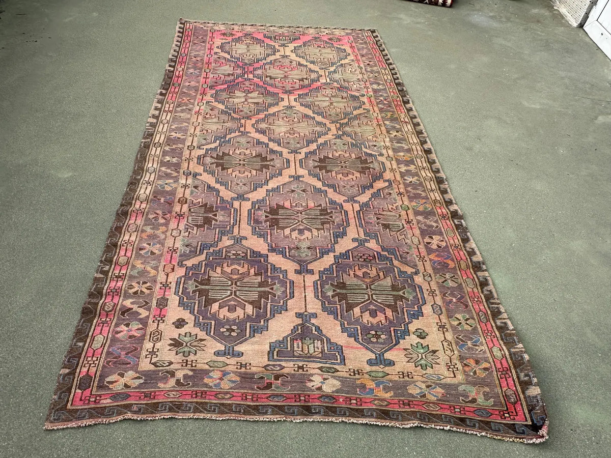Vintage Soumak Accent Area rug 5.6 x 10.7 ft