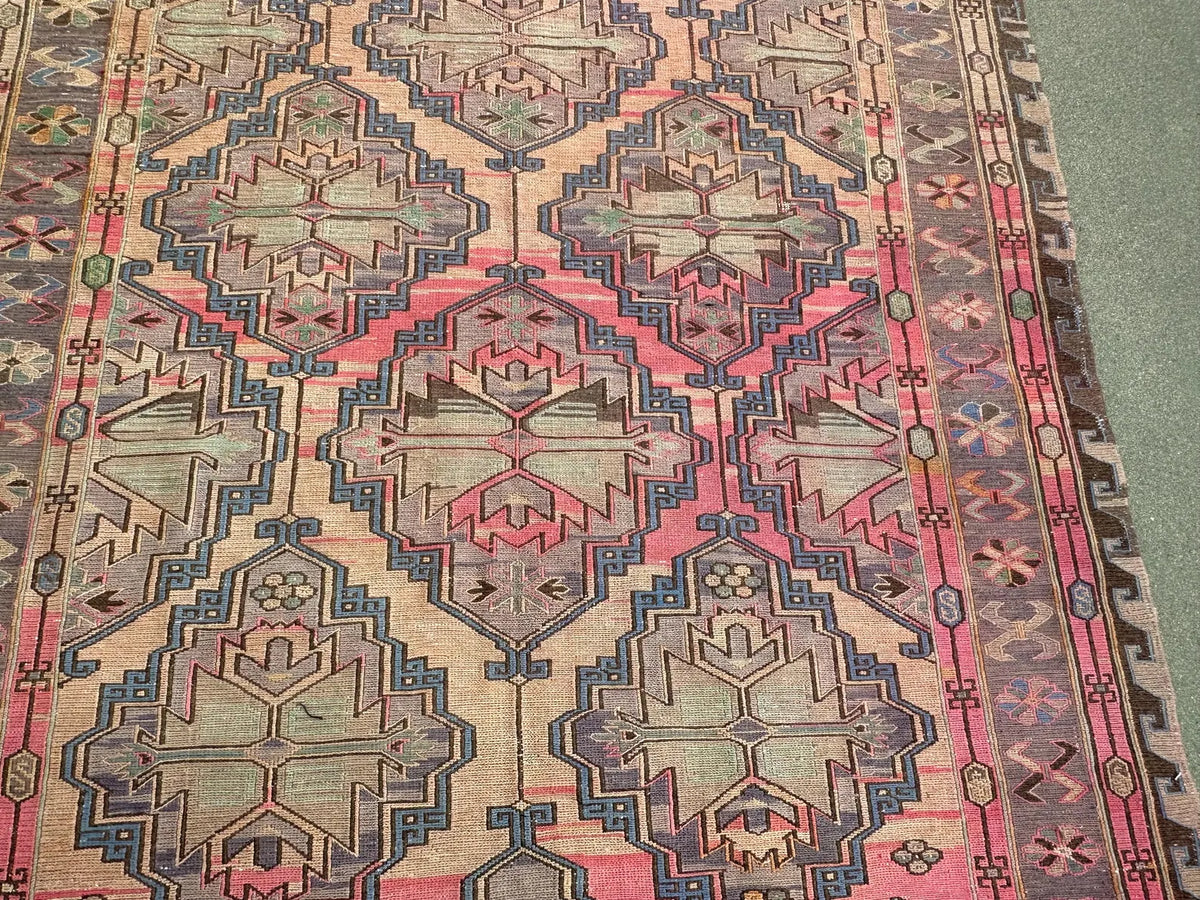 Vintage Soumak Accent Area rug 5.6 x 10.7 ft