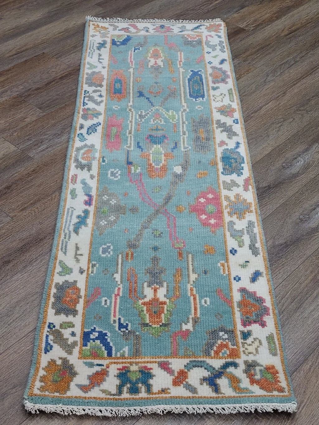 Modern Turkish Oushak Runner Rug 2 x 6 ft