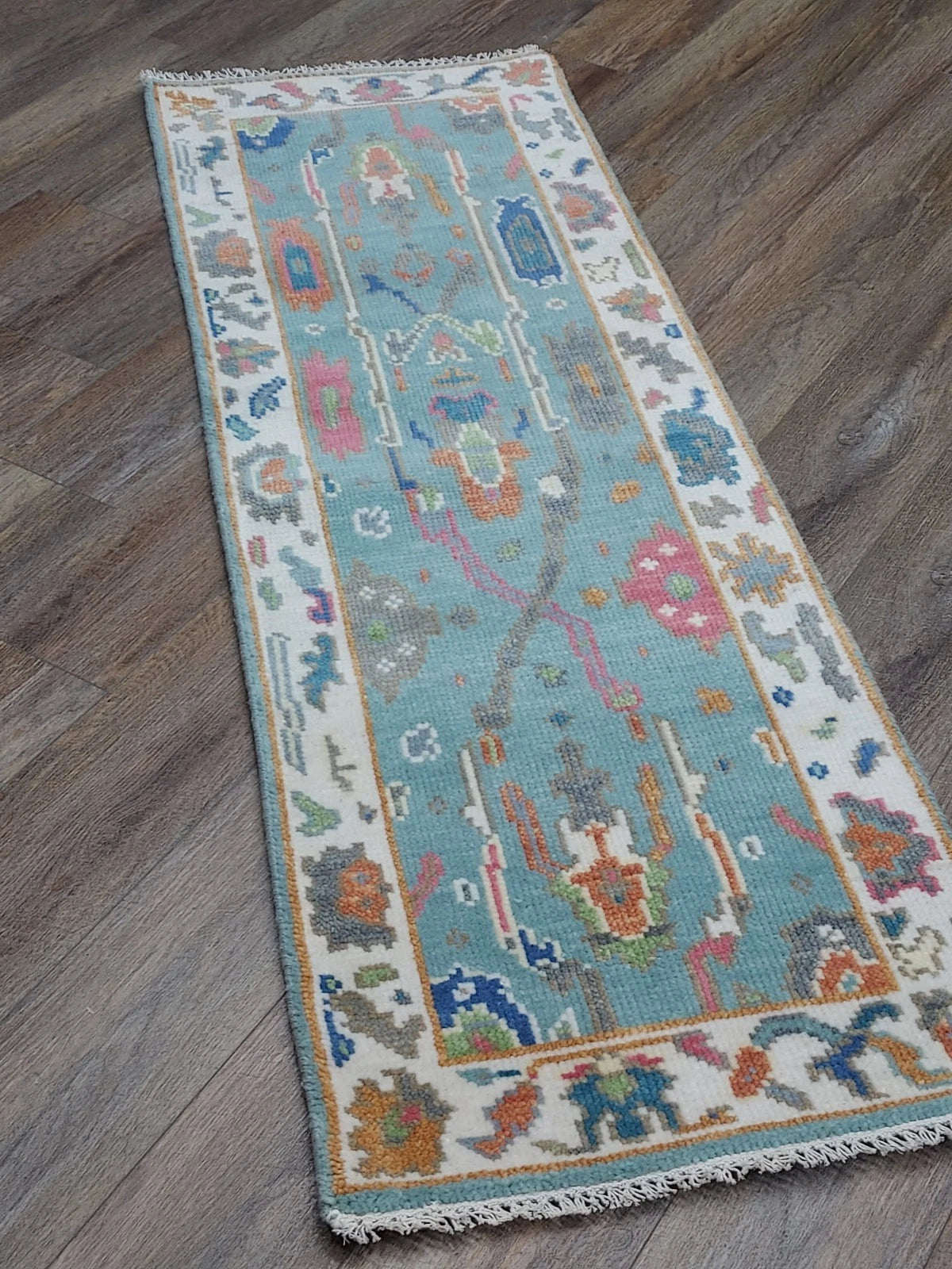 Modern Turkish Oushak Runner Rug 2 x 6 ft