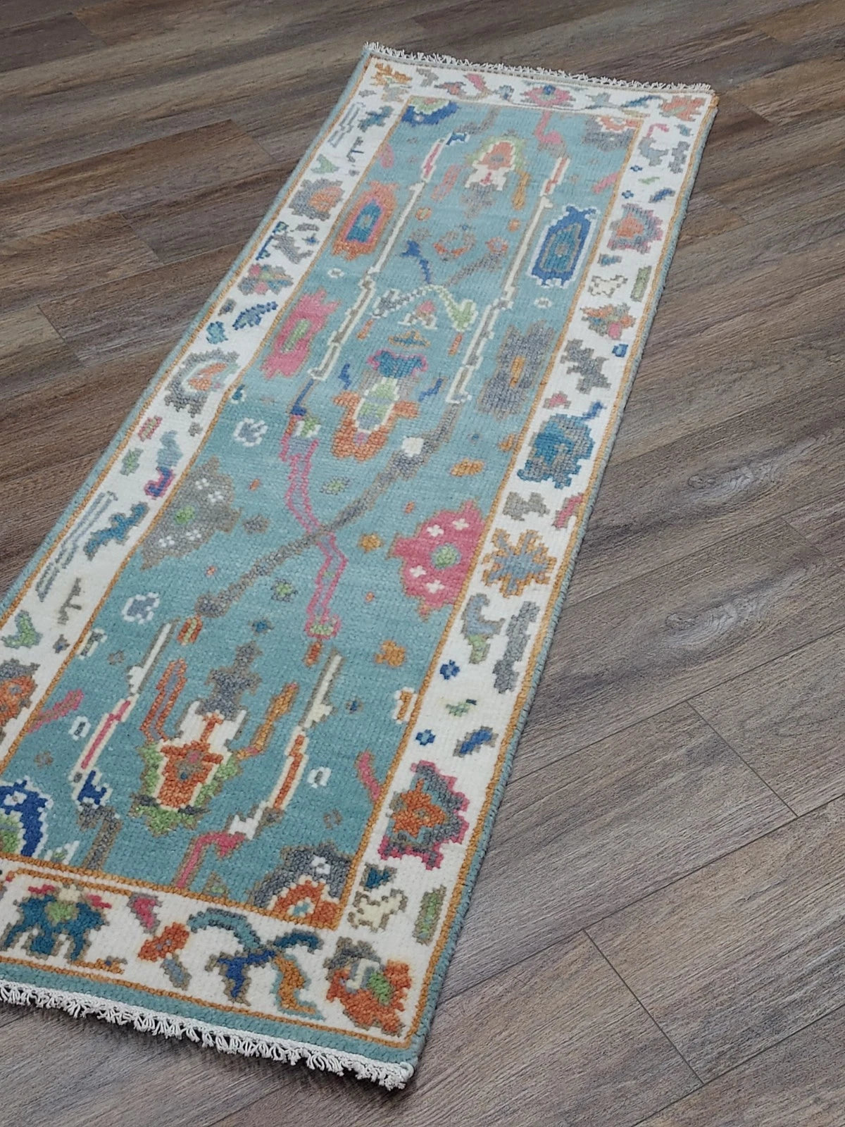 Modern Turkish Oushak Runner Rug 2 x 6 ft