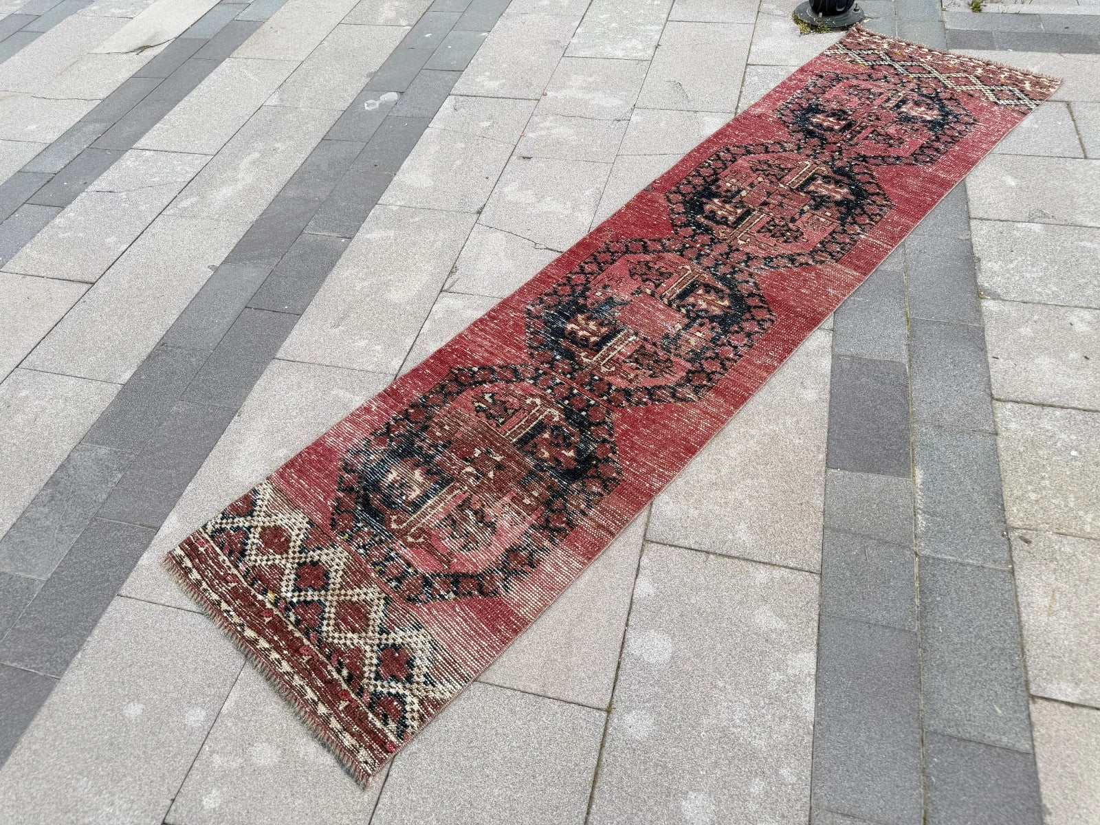 Vintage Turkish Runner Rug 2.2 x 8.5 ft