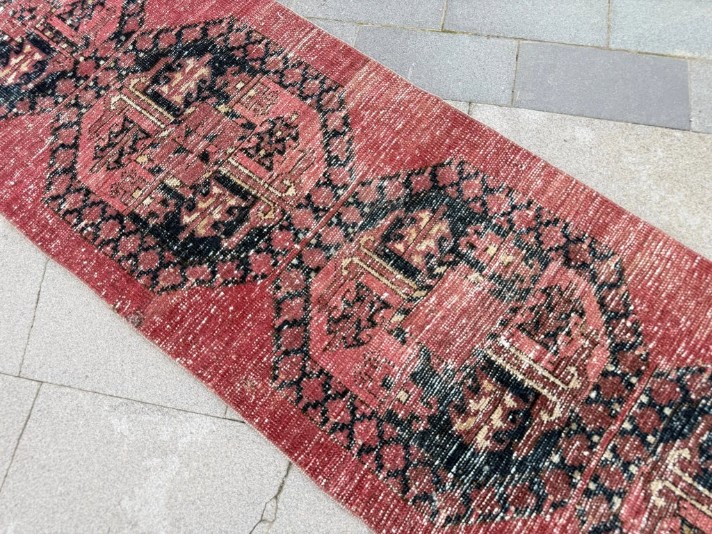Vintage Turkish Runner Rug 2.2 x 8.5 ft
