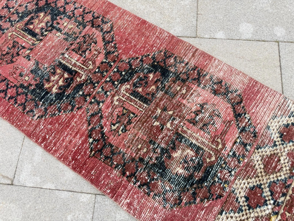 Vintage Turkish Runner Rug 2.2 x 8.5 ft
