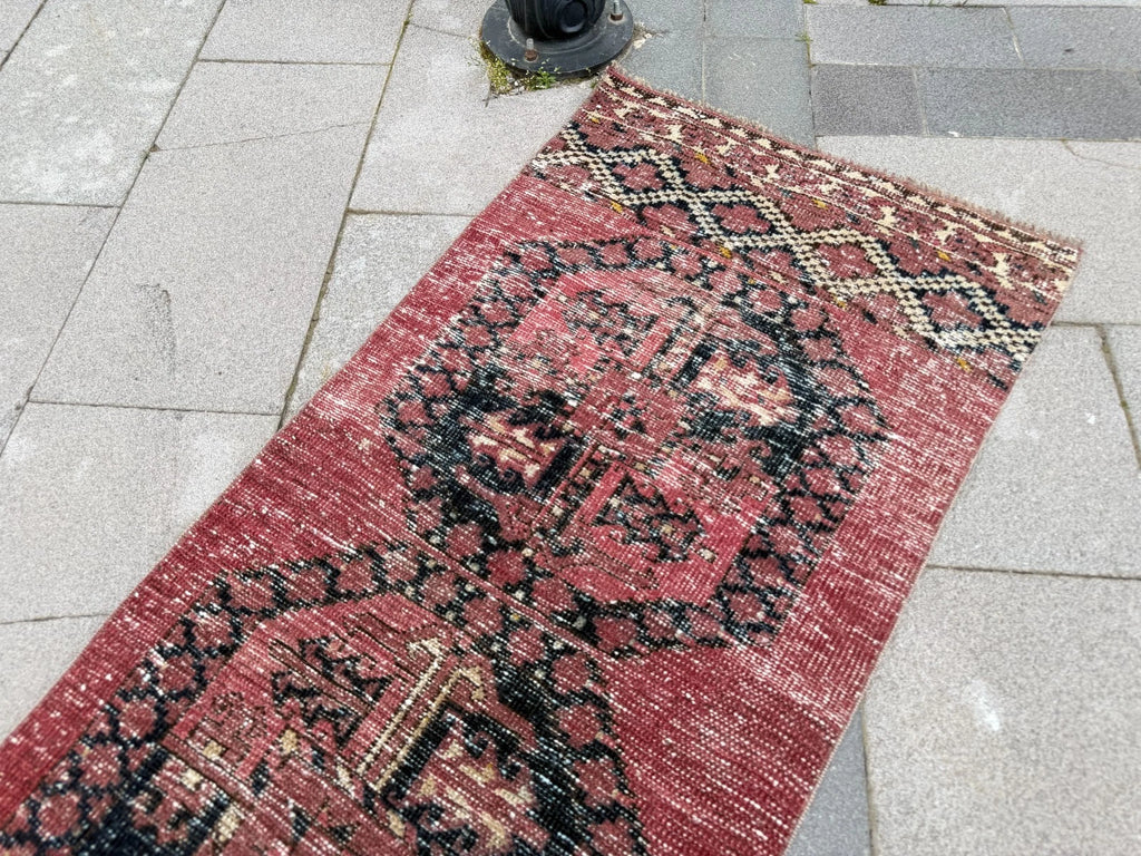 Vintage Turkish Runner Rug 2.2 x 8.5 ft